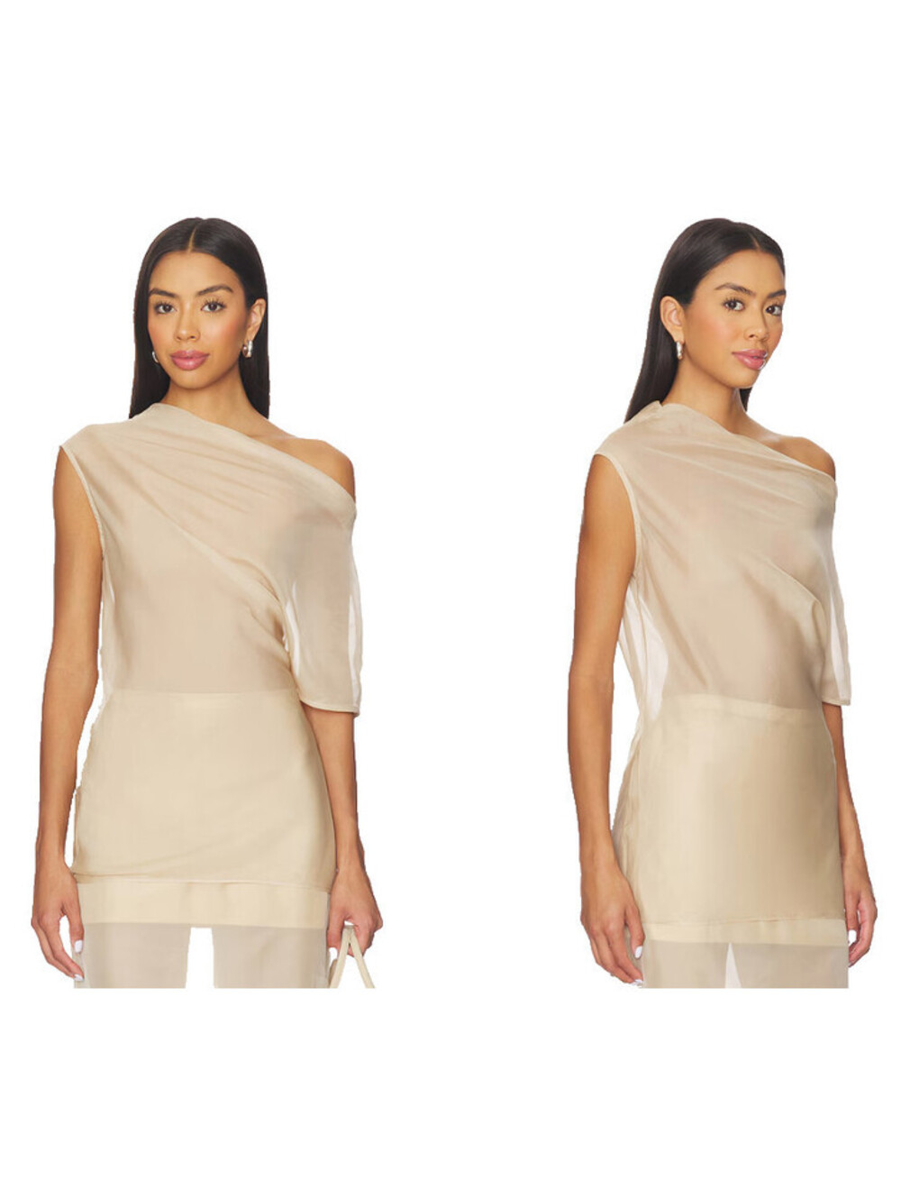 EAVES Saeunn Asym Top  sheer Champagne size M NWT $229msrp